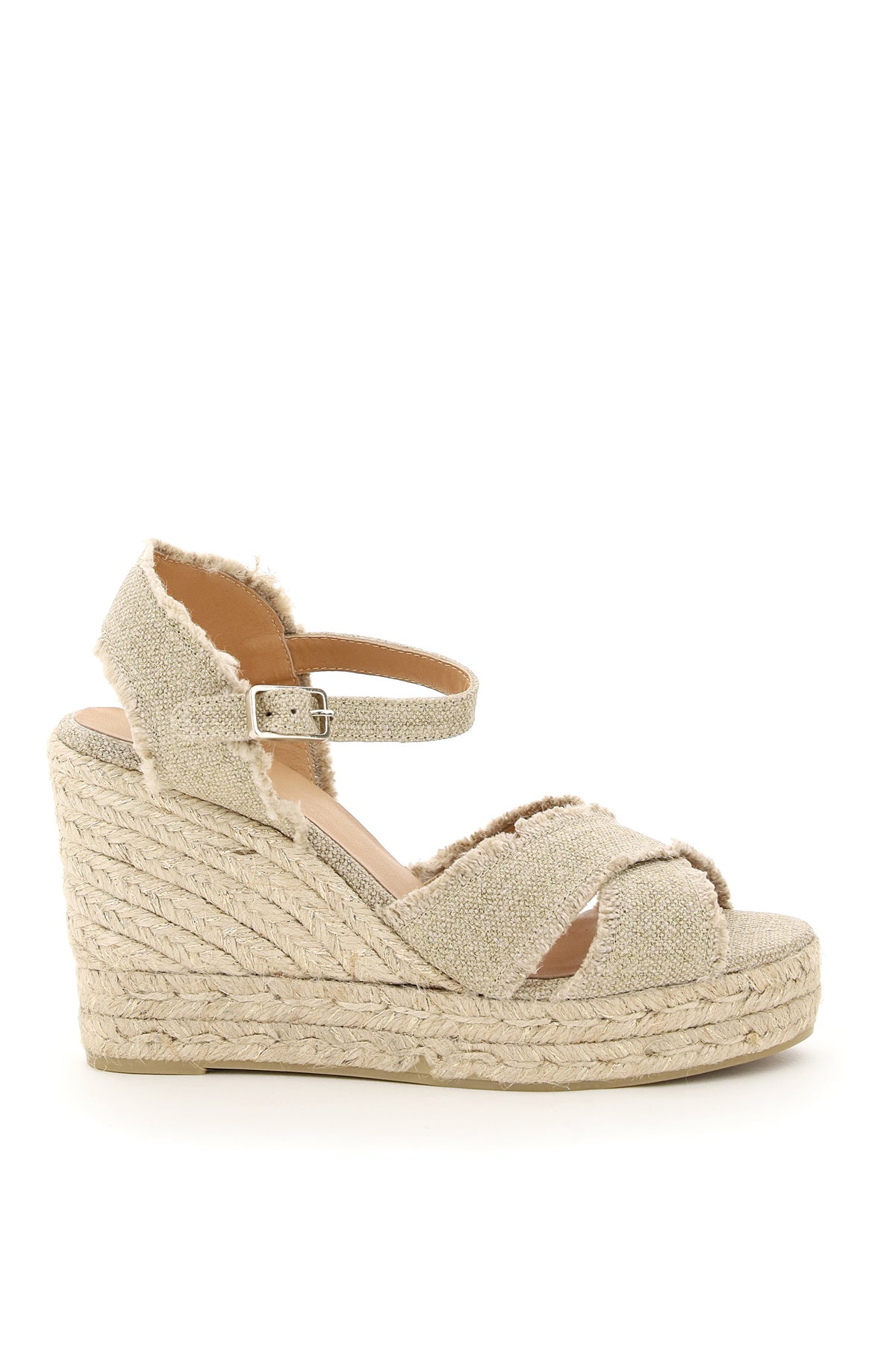 Lurex Bromelia Wedge Sandals  - Beige