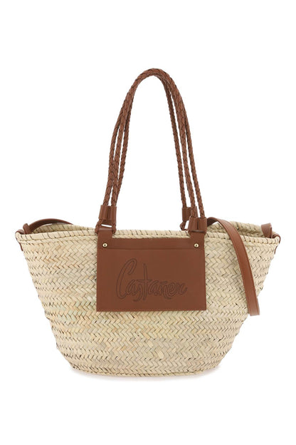 Large Woven Raffia Basket Bag  - Brown