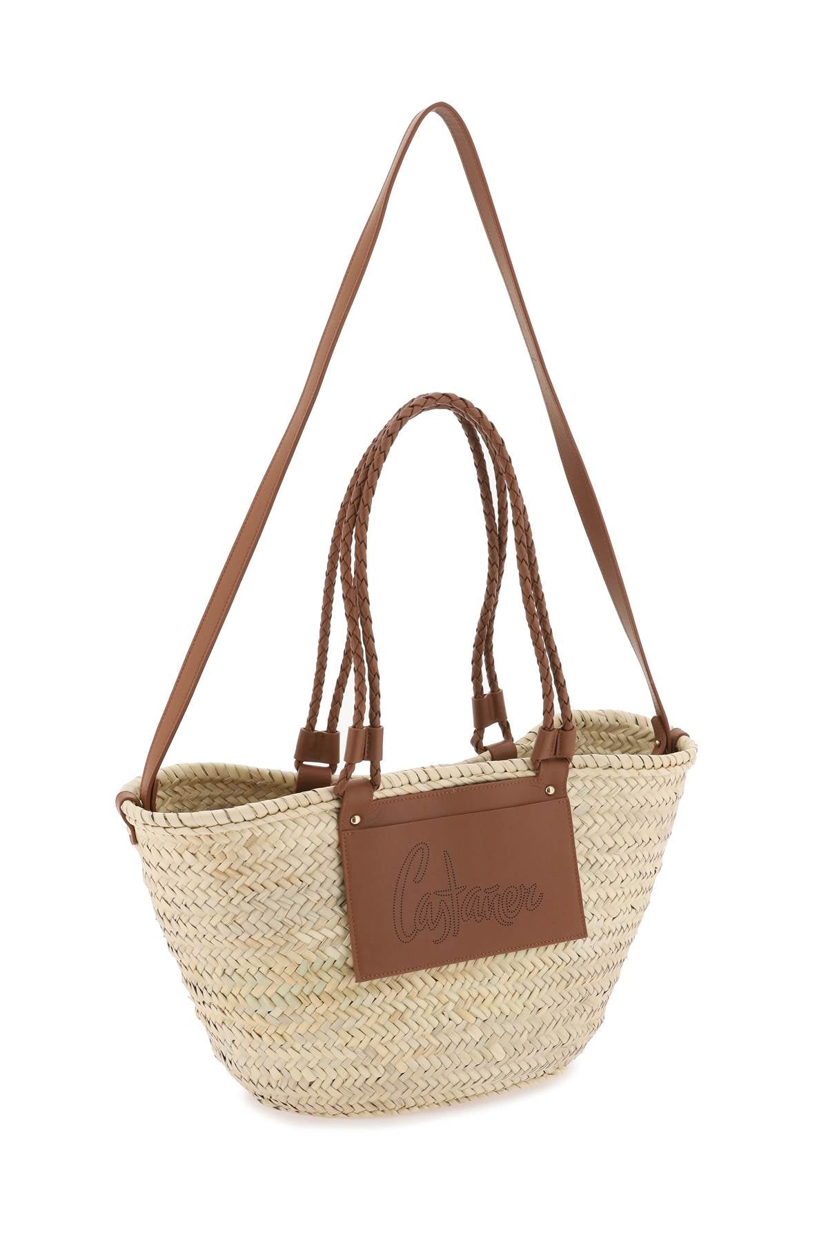 Large Woven Raffia Basket Bag  - Brown