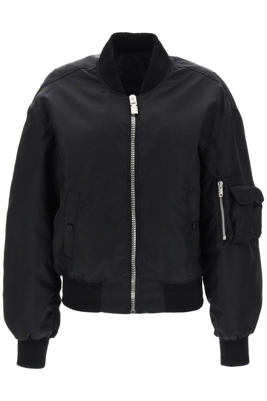 Bomber Jacket With Logo Print And 4g Zipper  - Black