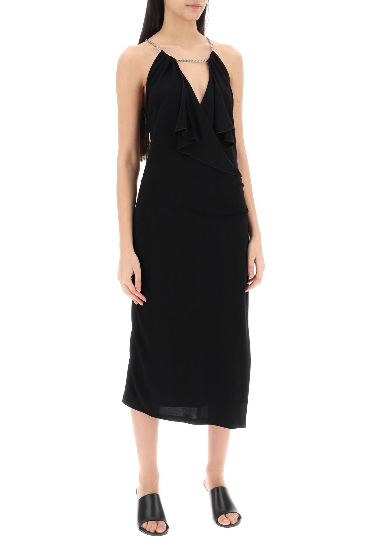 Midi Dress With Chain Detail  - Black