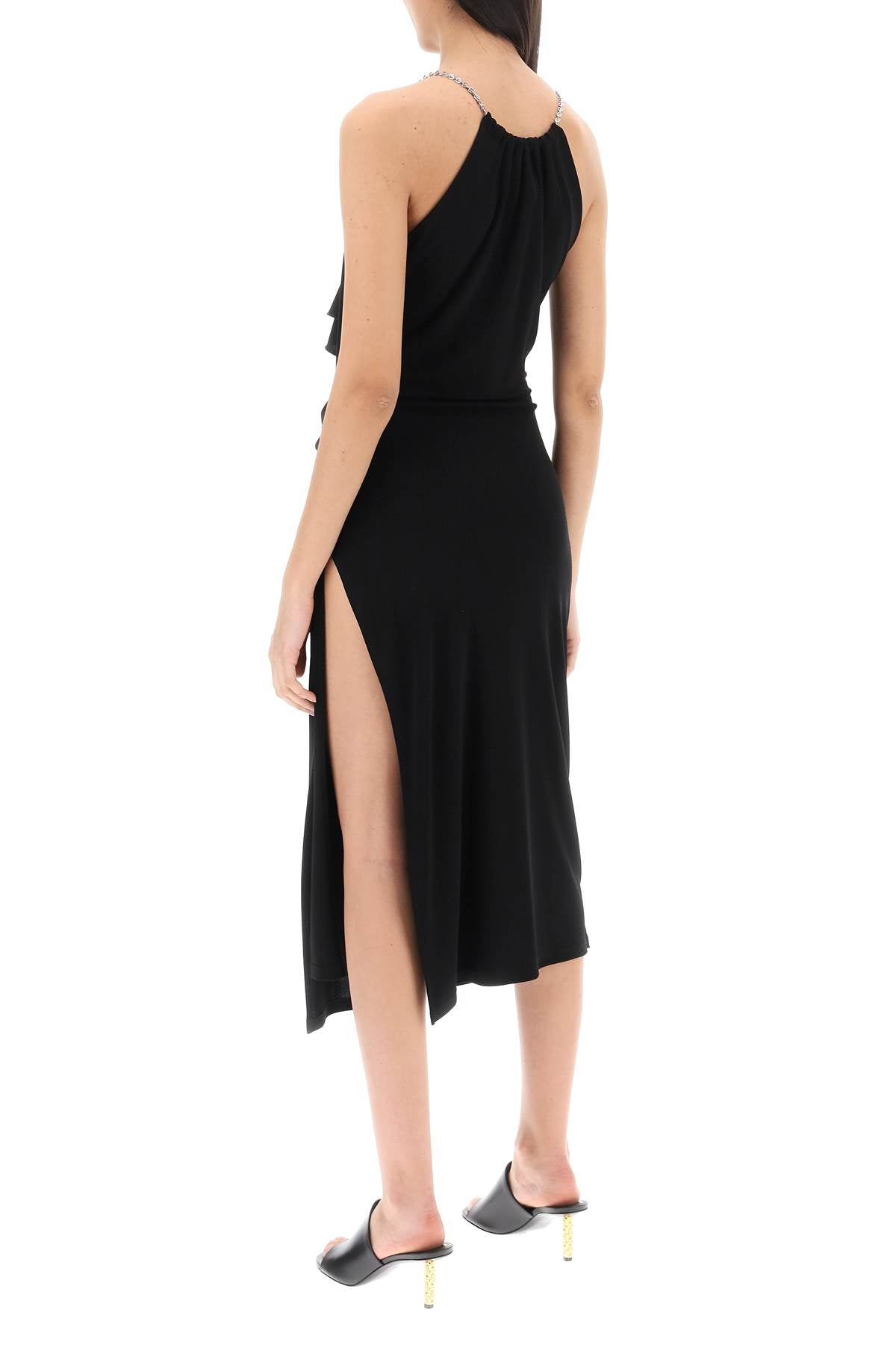 Midi Dress With Chain Detail  - Black