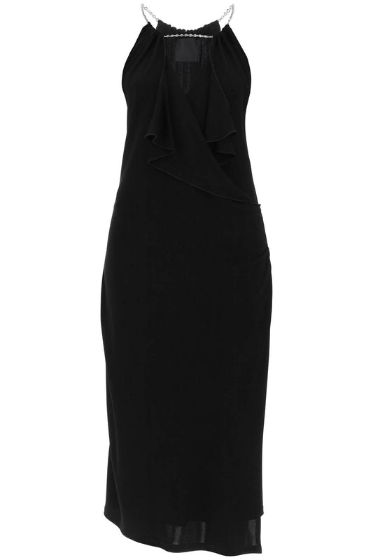 Midi Dress With Chain Detail  - Black