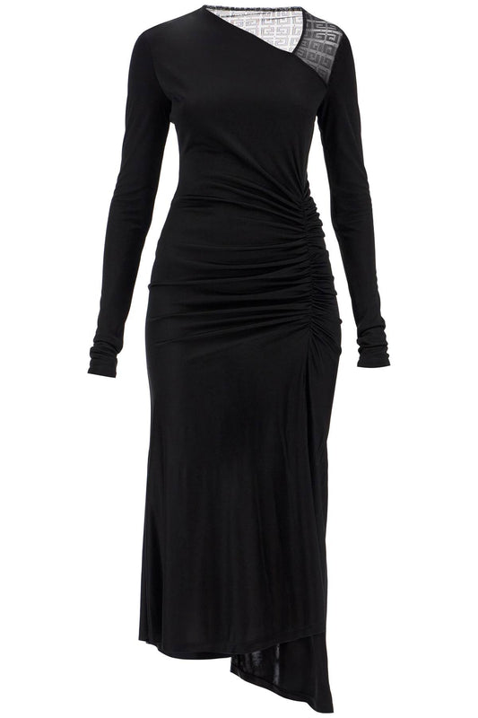 "4g Draped Dress In Jersey And Lace  - Black