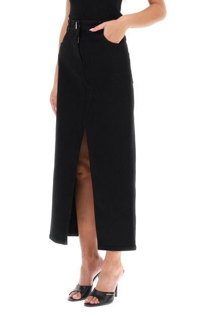 Long Denim Skirt  - Black