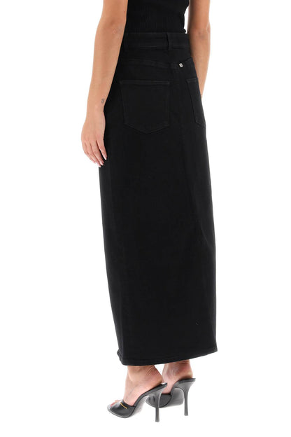 Long Denim Skirt  - Black