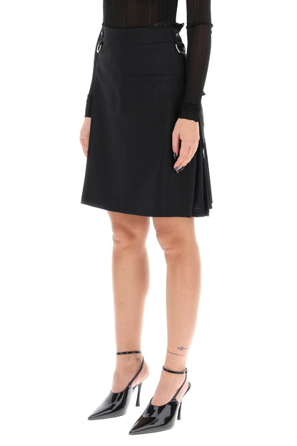 Wool And Mohair Kilt Skirt  - Black