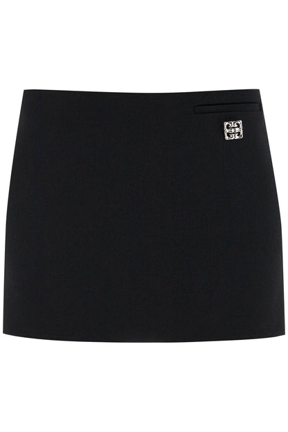 Wool Mini Skirt With 4g  - Black