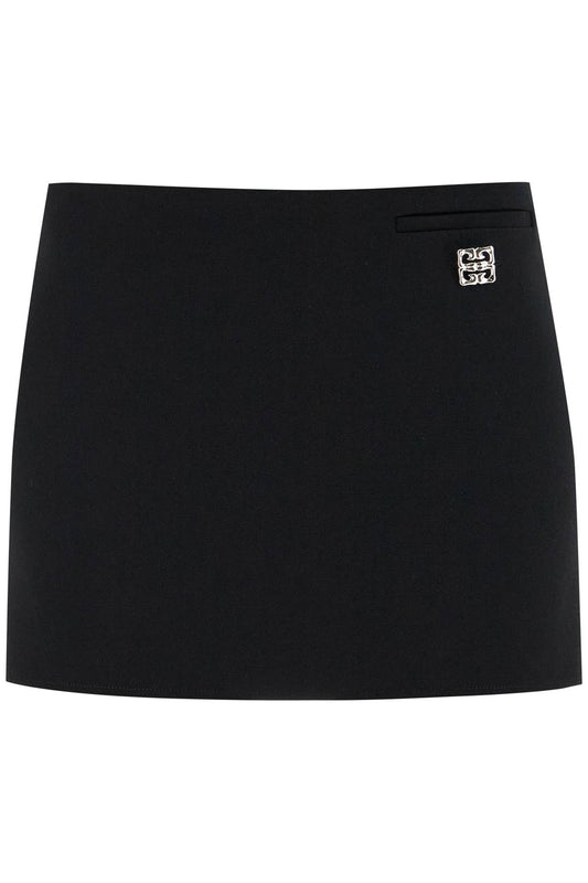 Wool Mini Skirt With 4g  - Black