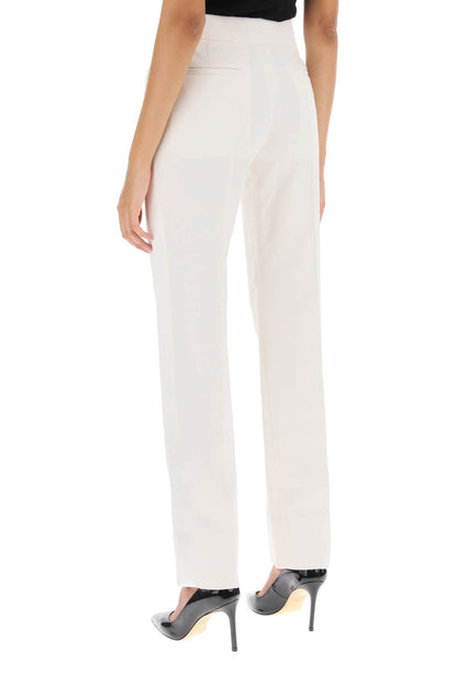 Tailored Trousers With Satin Bands  - White