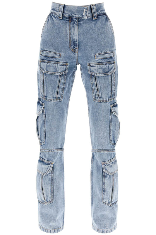 Bootcut Cargo Jeans  - Light Blue