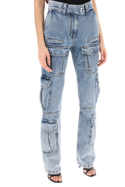 Bootcut Cargo Jeans  - Light Blue