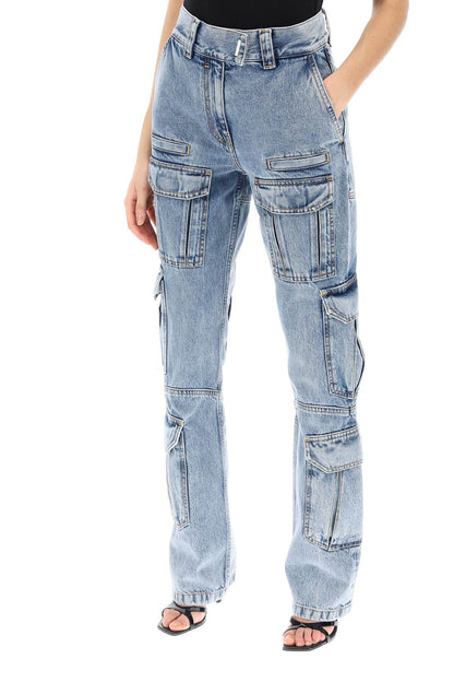 Bootcut Cargo Jeans  - Light Blue