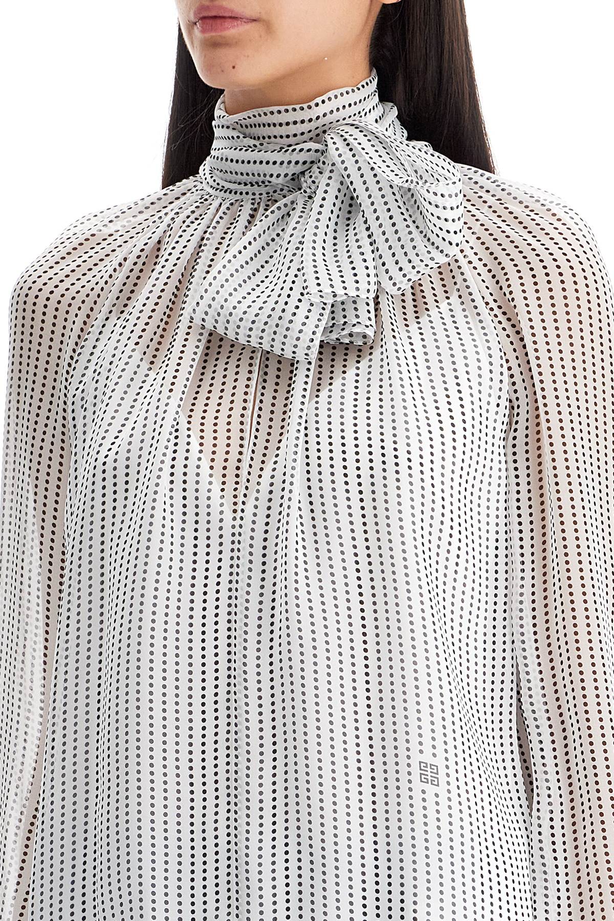 Silk Polka Dot Blouse With Lavall  - White