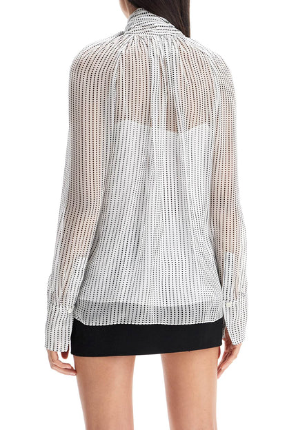 Silk Polka Dot Blouse With Lavall  - White