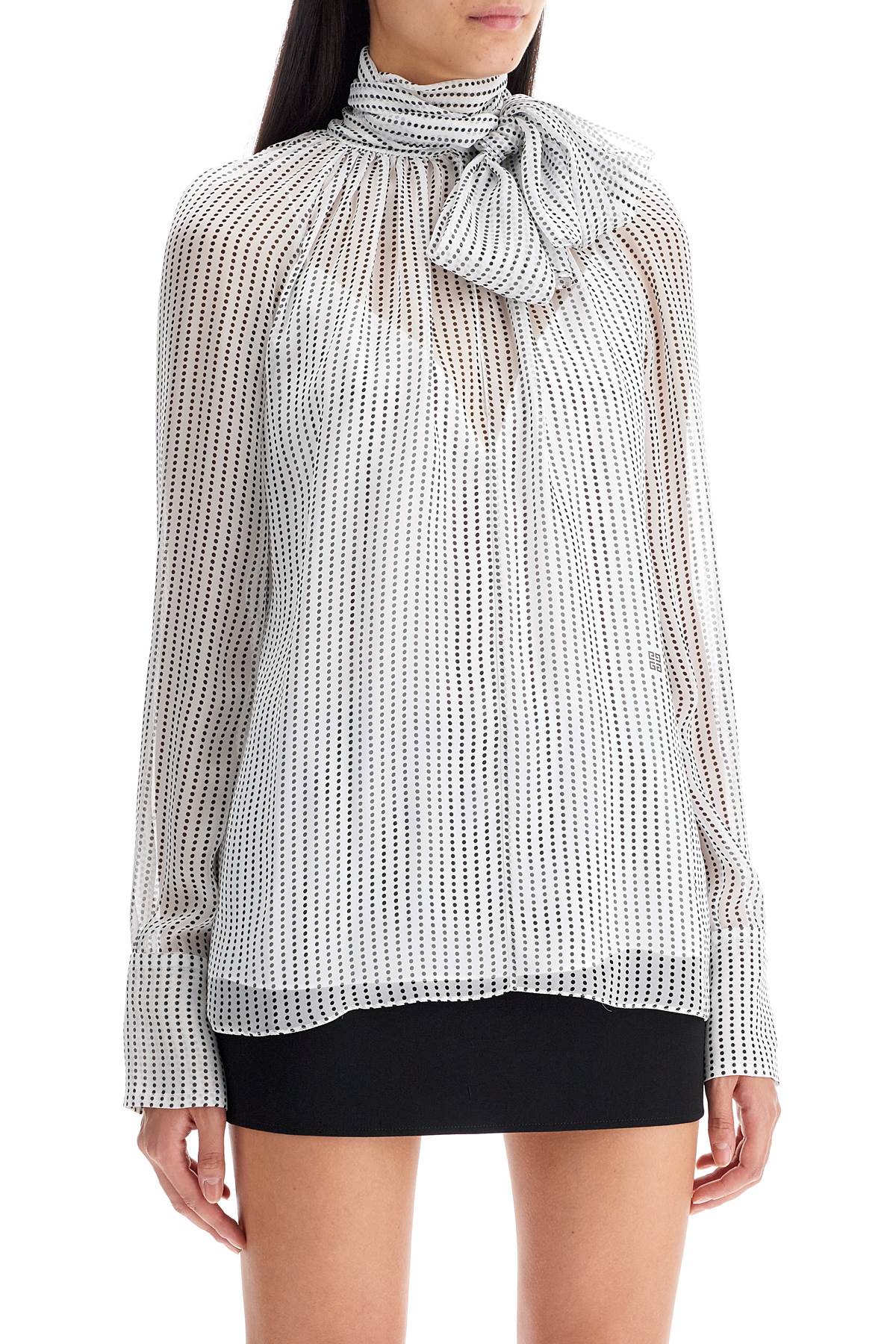 Silk Polka Dot Blouse With Lavall  - White