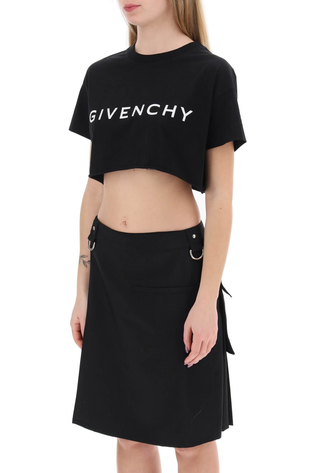 Cropped Logo T-shirt  - Black