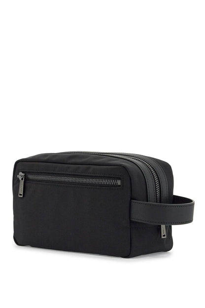 Black Rectangular Beauty Case In Polyamide With Side Handle And Zip  - Black