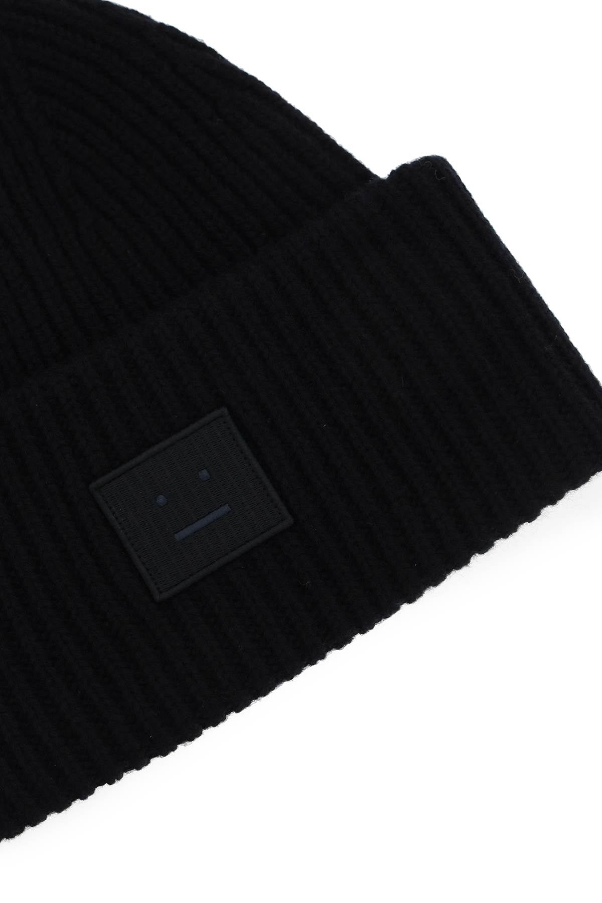 Woolen Face Beanie Hat  - Black