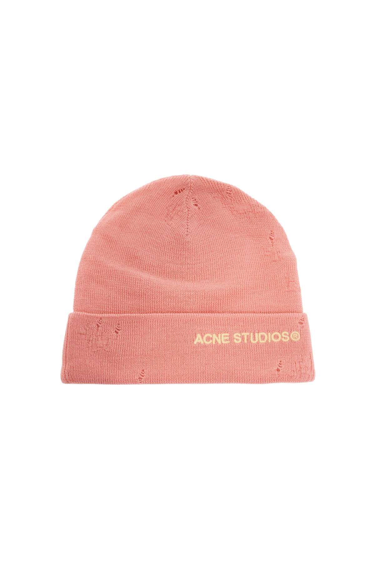 Distressed Wool Beanie Hat In  - Pink