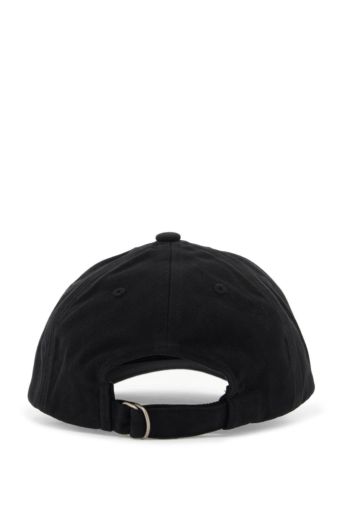 Embroidered Logo Baseball Cap With  - Black