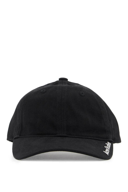 Embroidered Logo Baseball Cap With  - Black