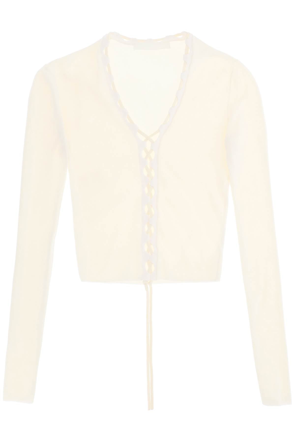 Lace-up Cardigan  - White