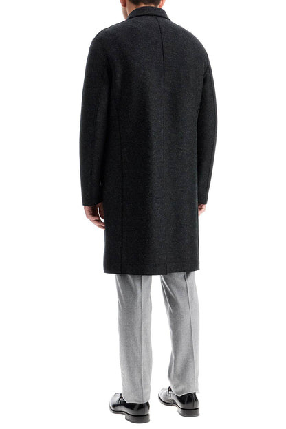 Single-breasted Pressed Wool Coat  - Grey