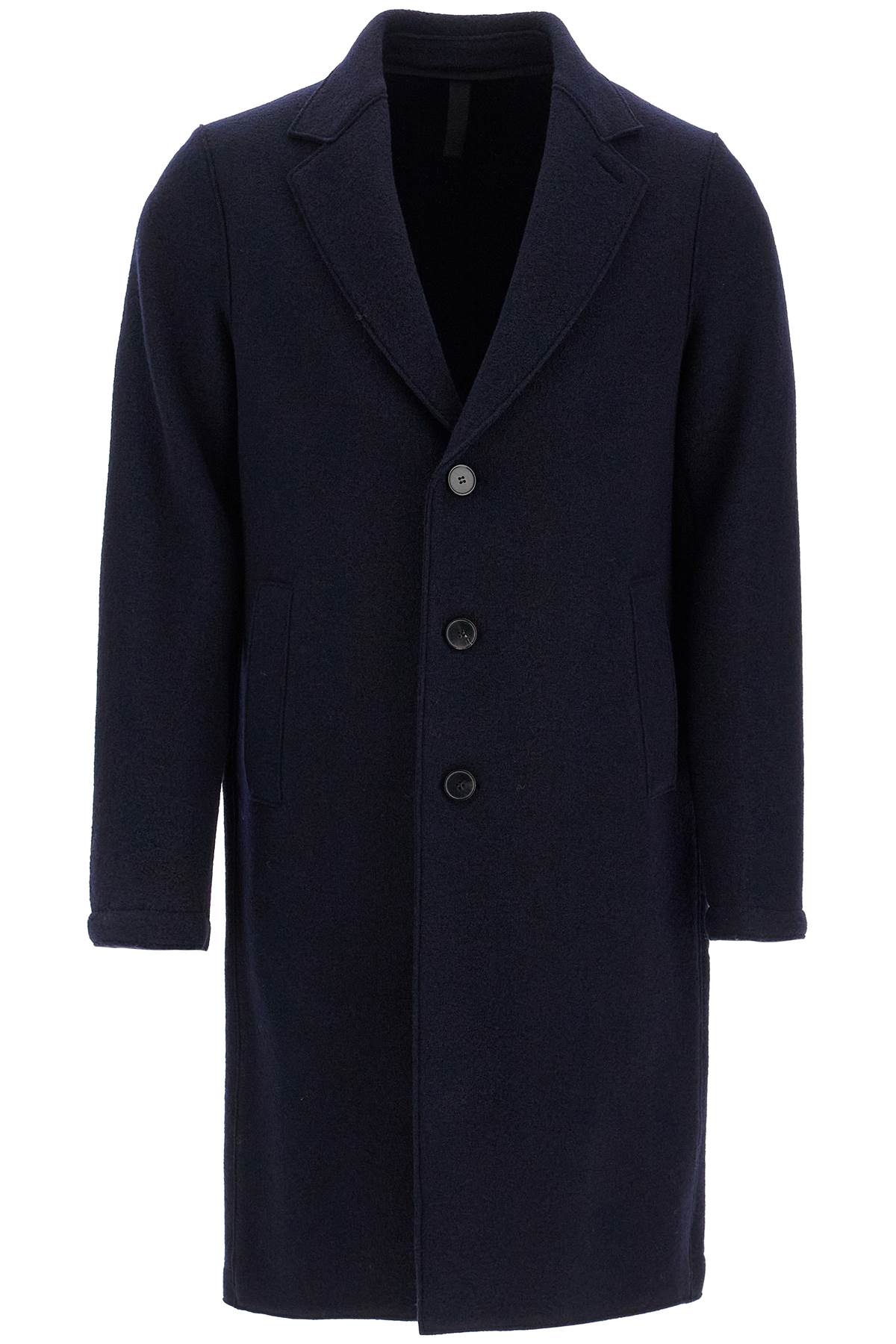 Single-breasted Wool Coat In Boiled  - Blue