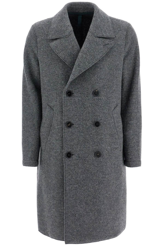 Double-breasted Wool Coat In Boiled  - Grey