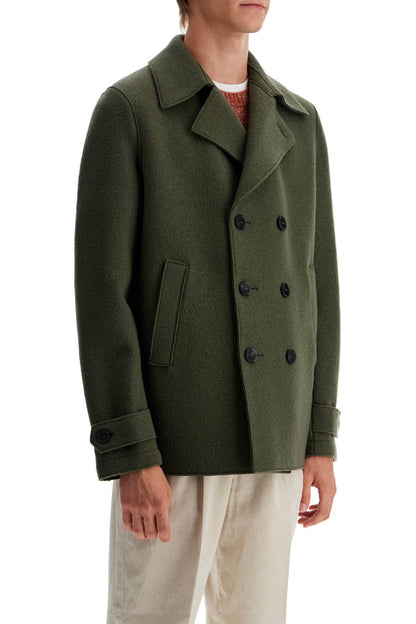 Double-breasted Woolen Caban  - Green