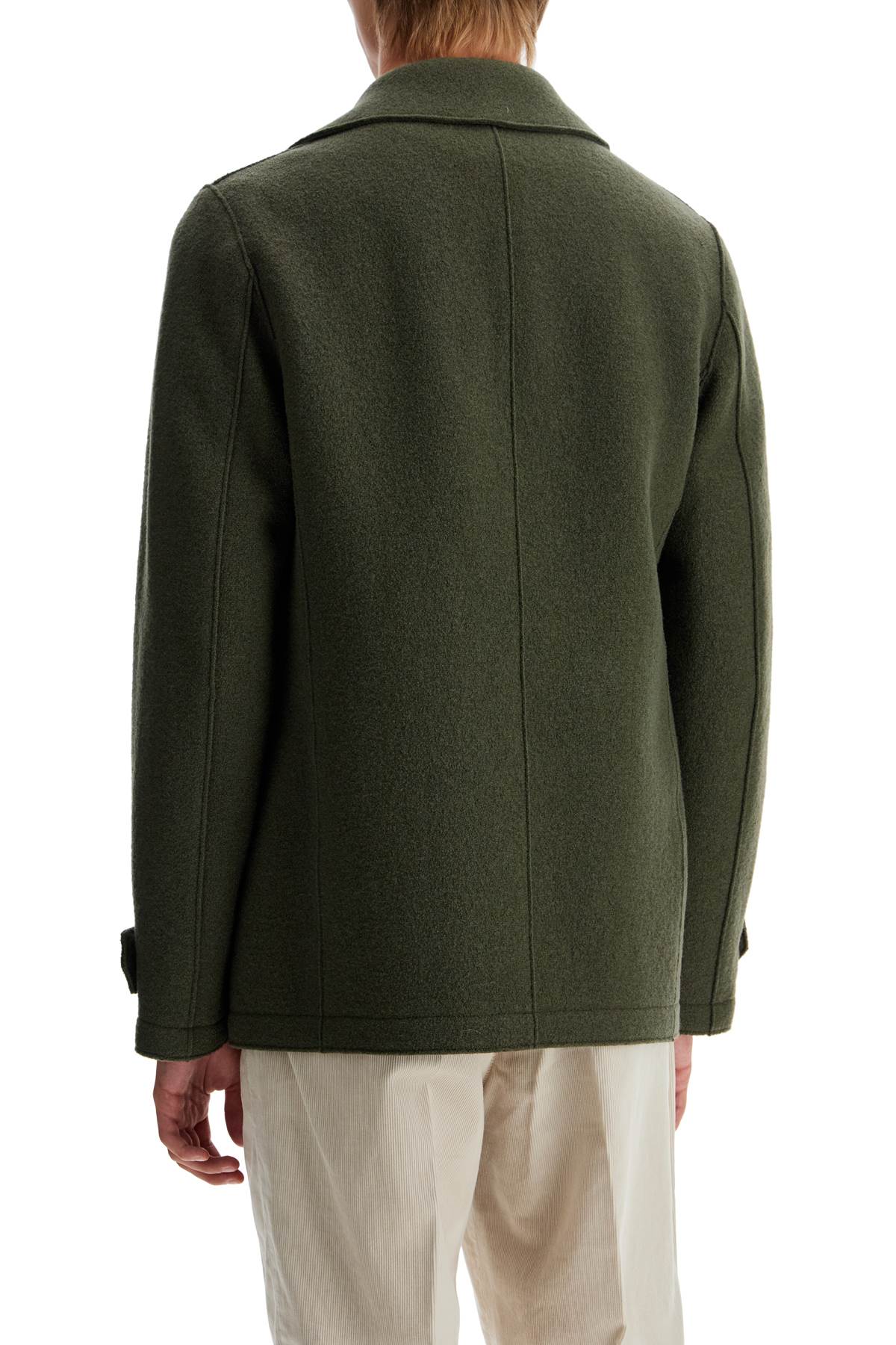 Double-breasted Woolen Caban  - Green