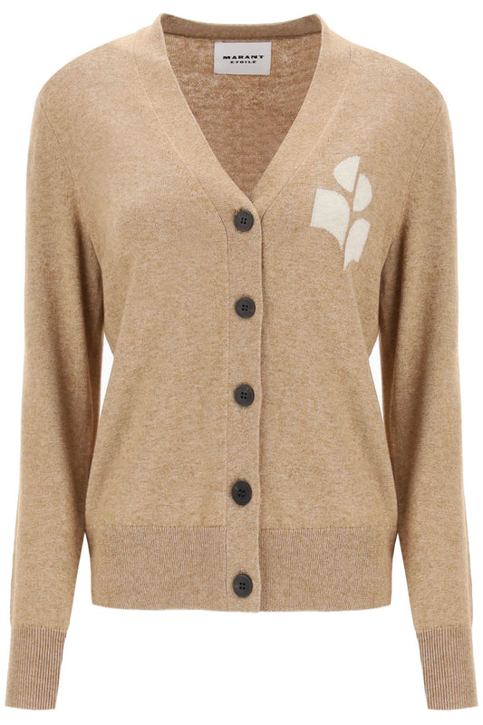 Karin Cardigan With Logo Intarsia  - Beige