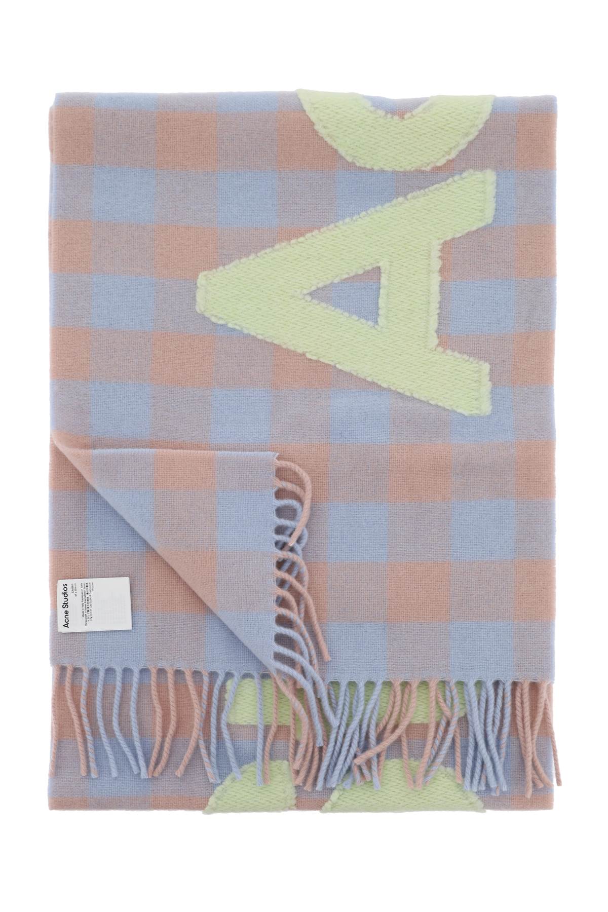 "checked Scarf With Logo Pattern"  - Pink