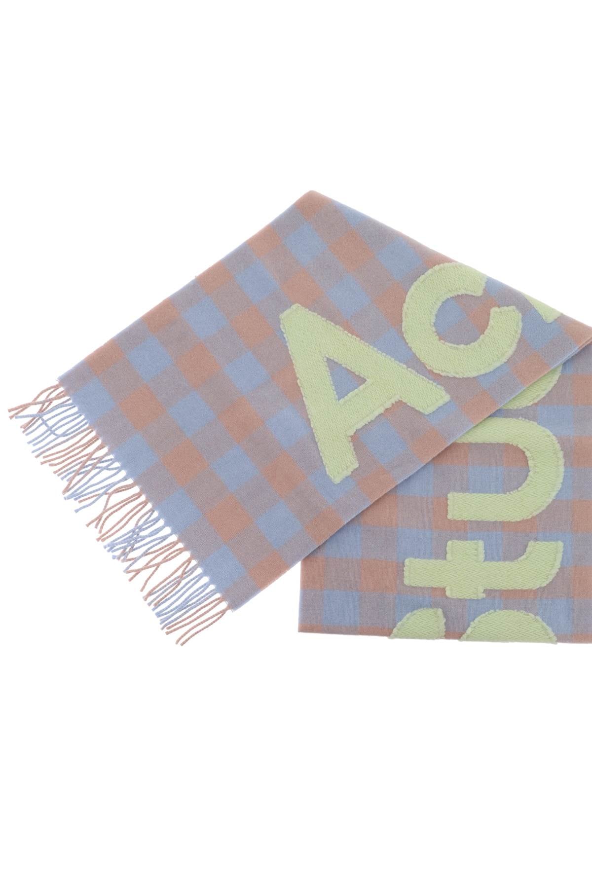 "checked Scarf With Logo Pattern"  - Pink