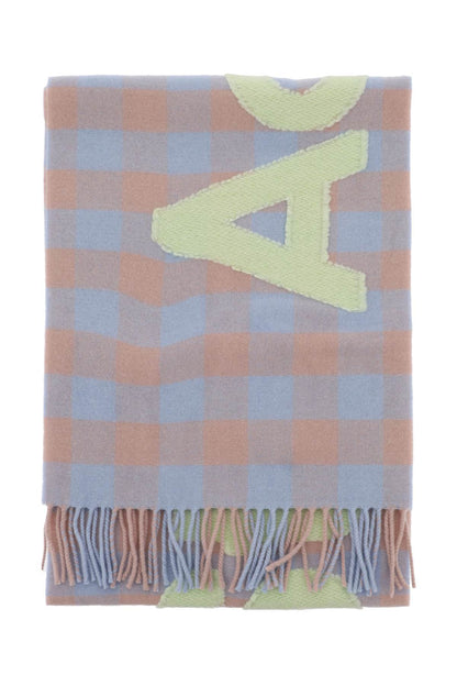 "checked Scarf With Logo Pattern"  - Pink