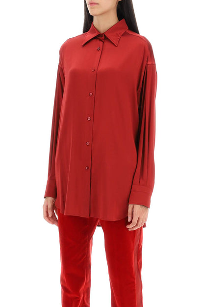 Stretch Silk Satin Shirt  - Rosso