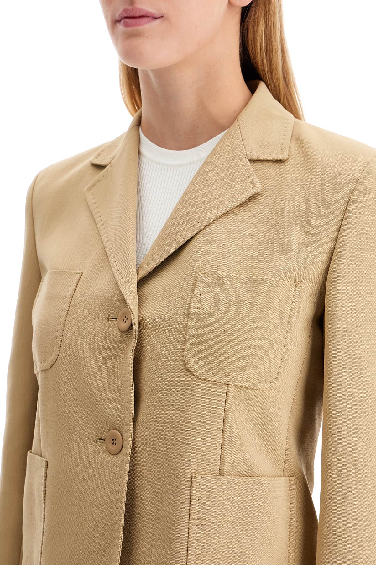 Single-breasted Canvas Jacket In '  - Beige