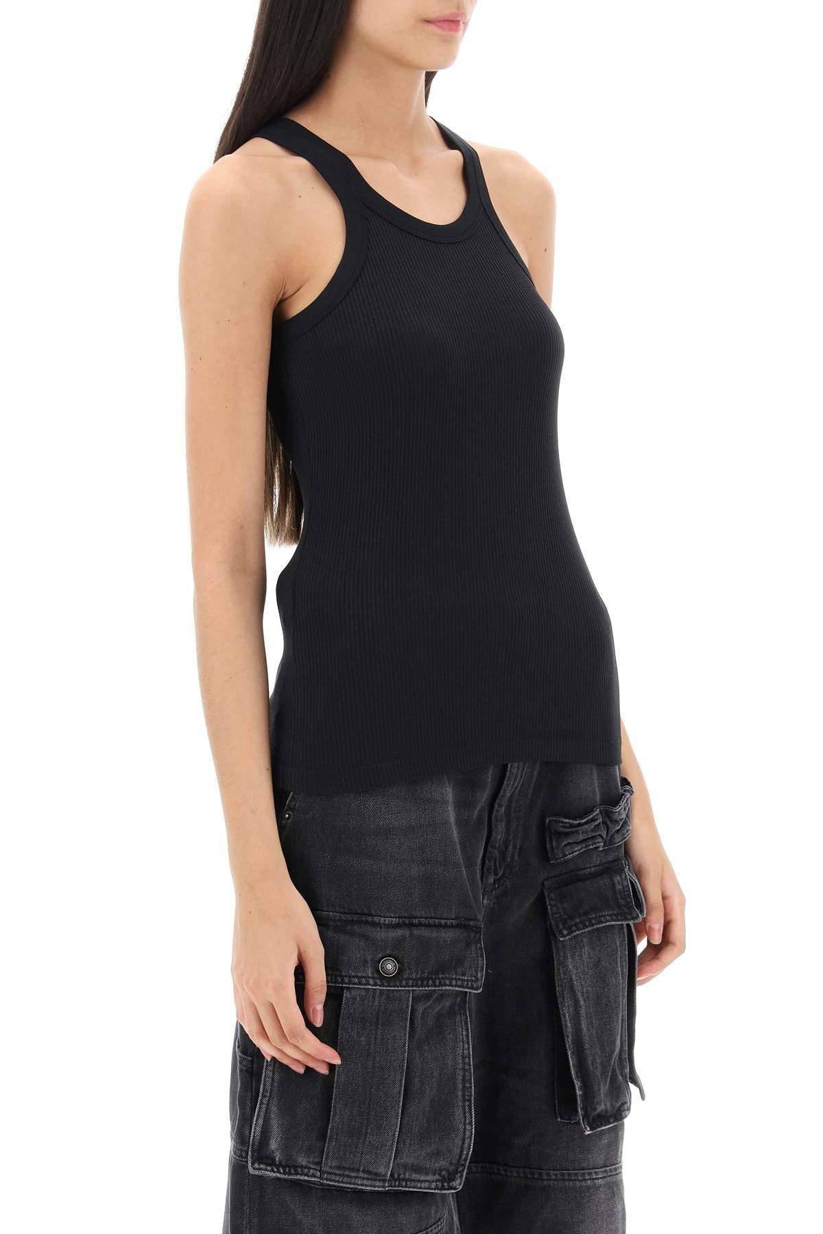 'caccia' Ribbed Tank Top  - Black