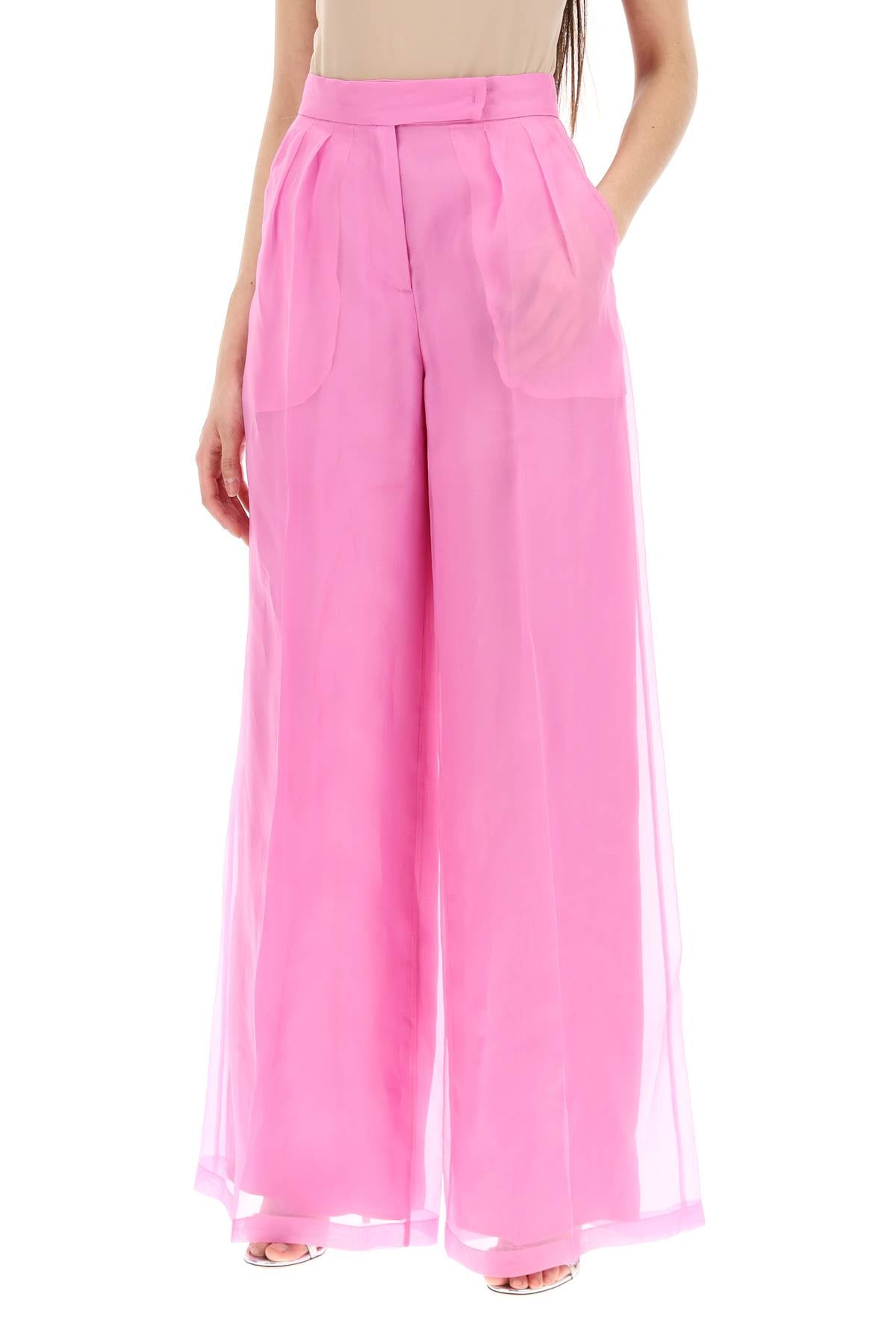 Silk Organza Tailored Pants In Nine  - Pink