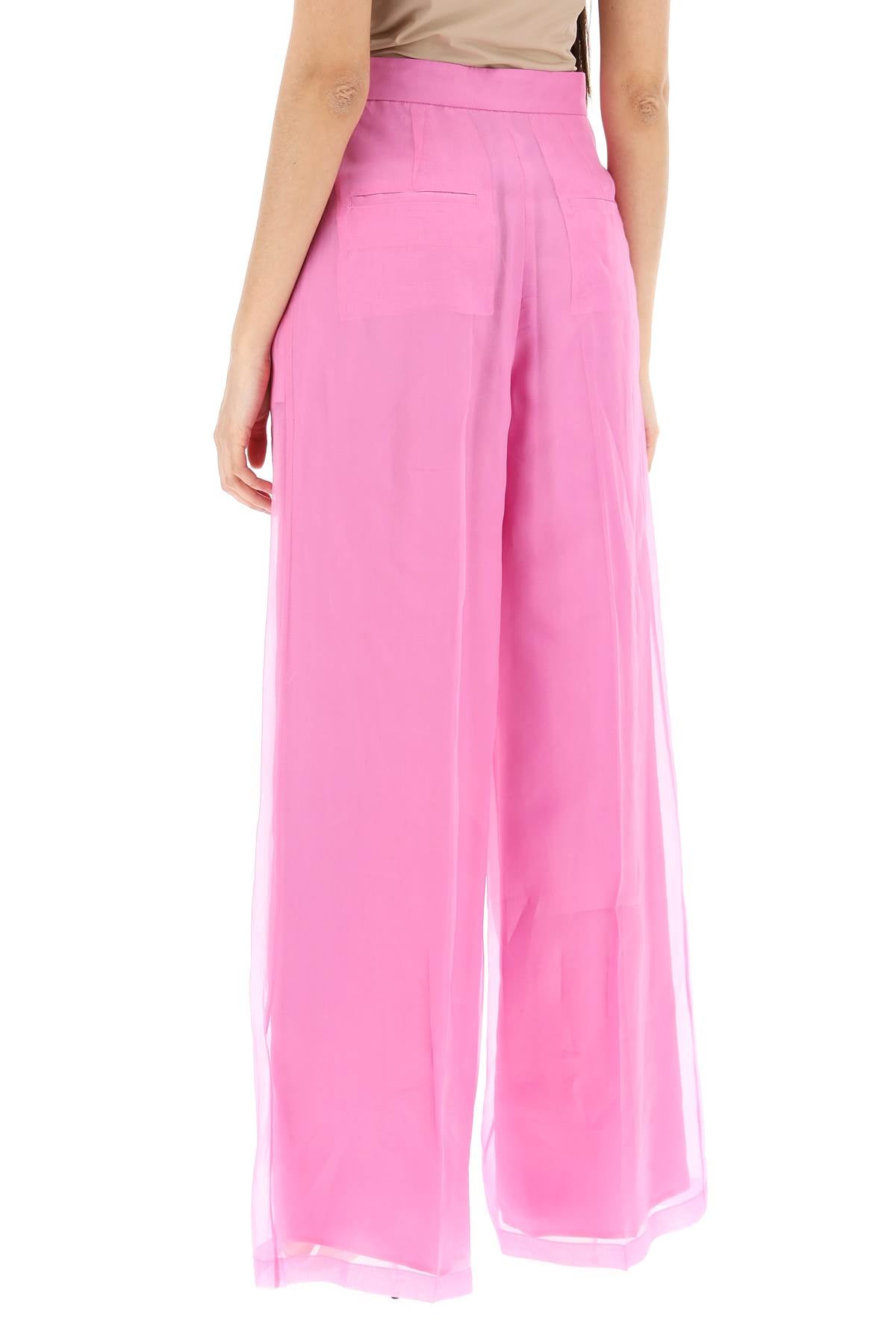 Silk Organza Tailored Pants In Nine  - Pink