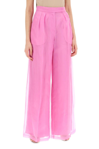 Silk Organza Tailored Pants In Nine  - Pink