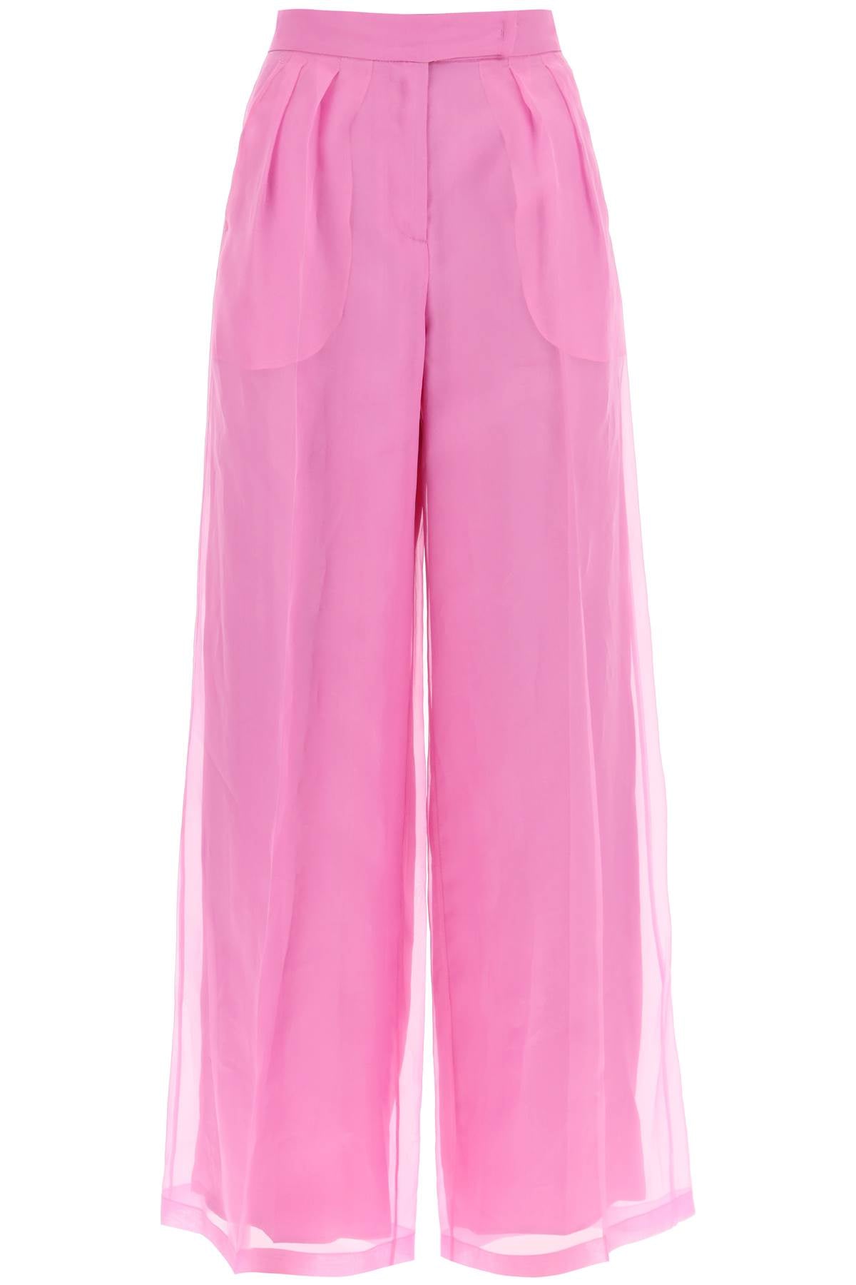 Silk Organza Tailored Pants In Nine  - Pink