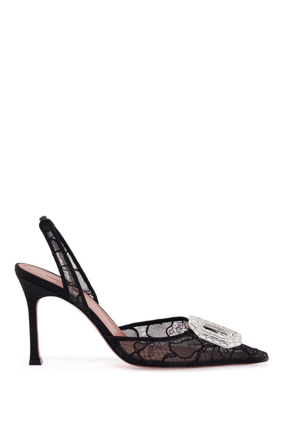 Camelia Lace Slingback Pumps  - Black