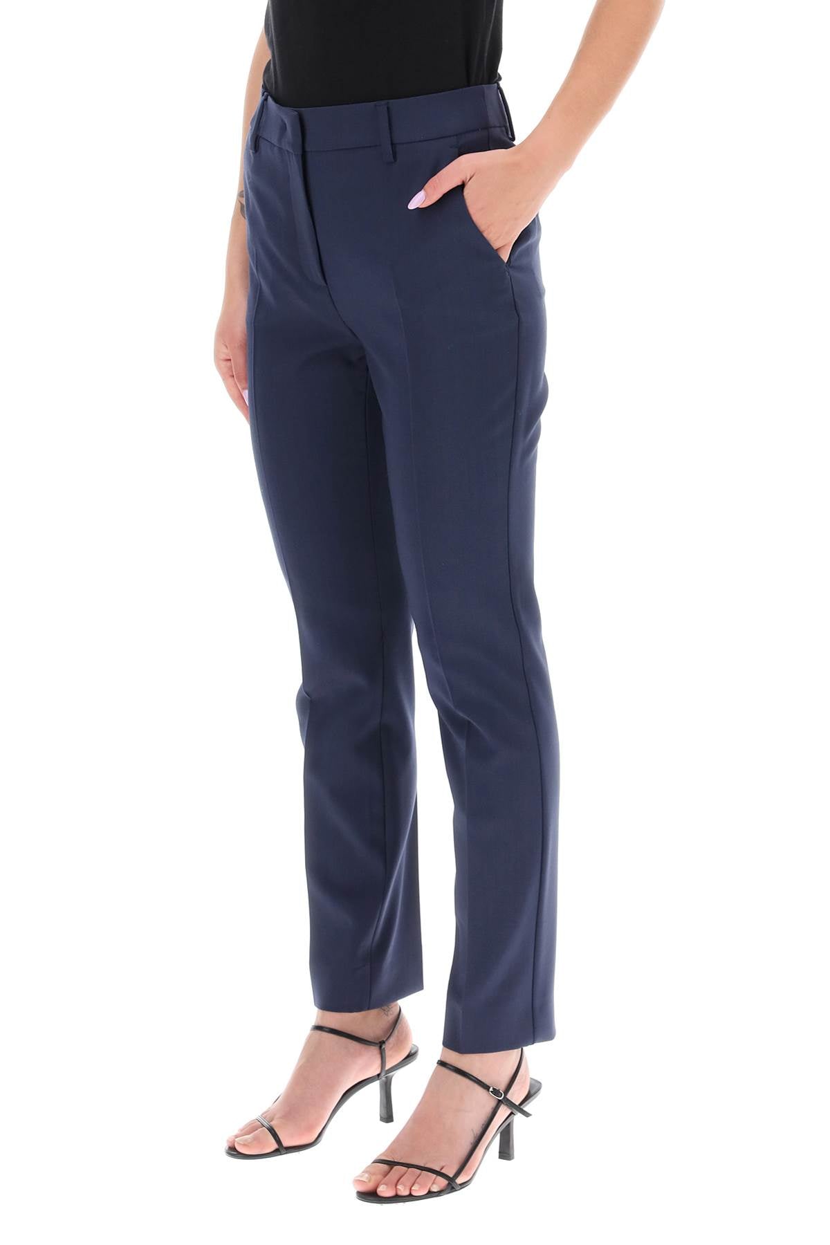 'canon' Cigarette Pants In Light Wool  - Blue