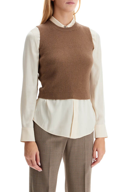 Sleeveless Cashmere Wool '  - Brown