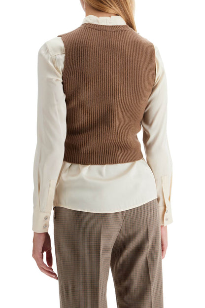 Sleeveless Cashmere Wool '  - Brown