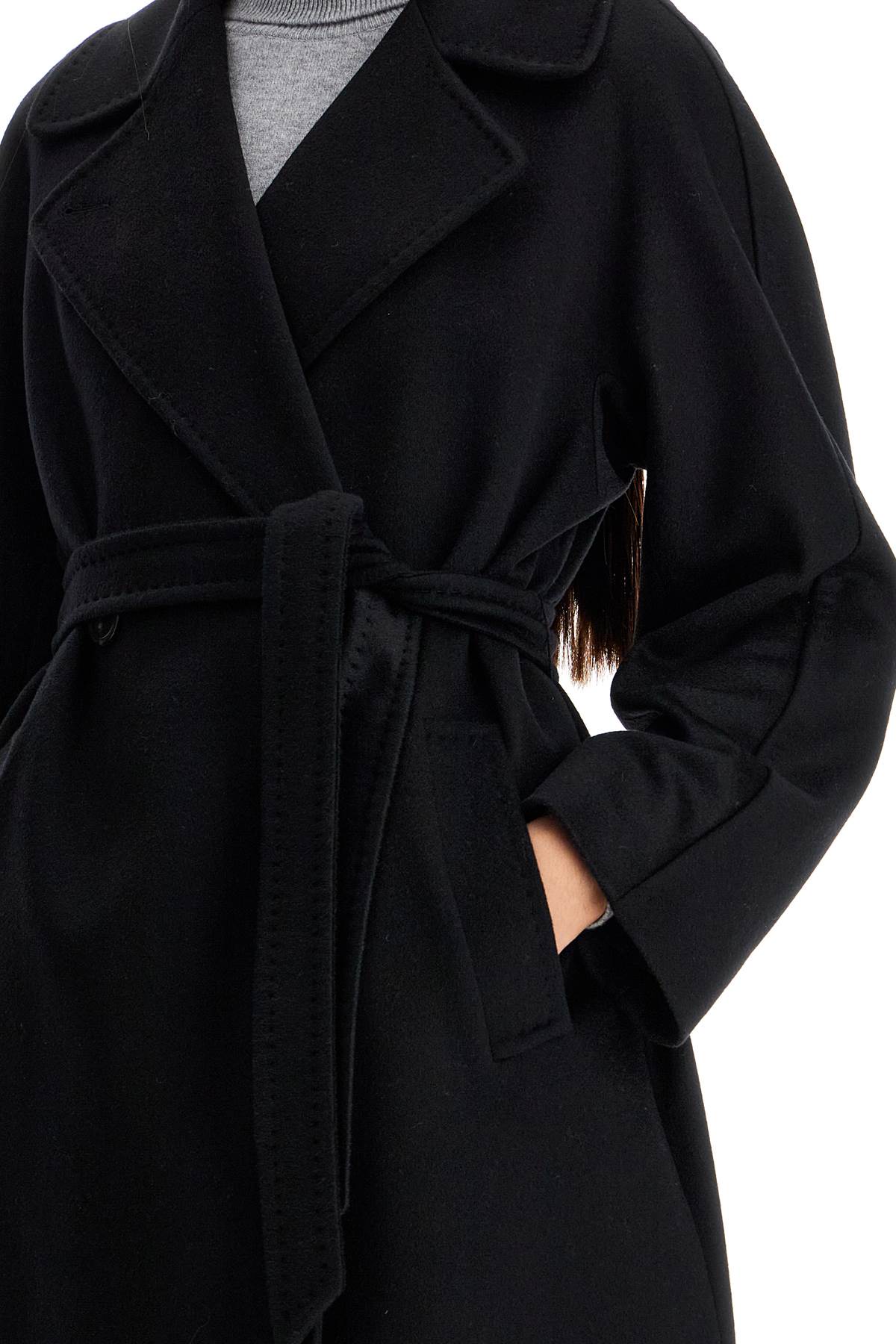 Cashmere Long Coat  - Black