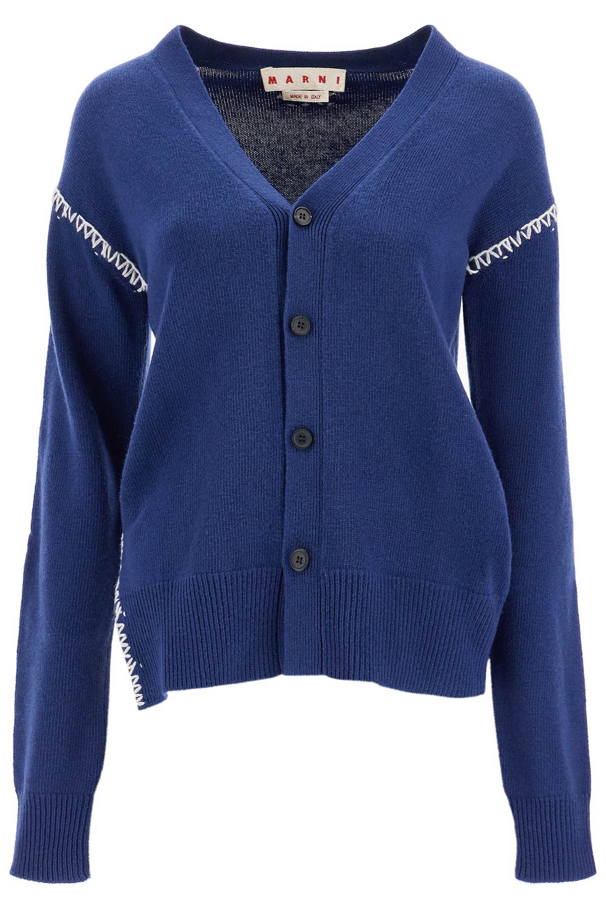 Cardigan With Stitching Details  - Blue