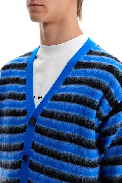 Striped Wool And Mohair Cardigan  - Blue